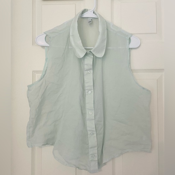 Brand new American Apparel Sleeveless Lawn Crop Button-Up Peter Pan Collar - Picture 1 of 3